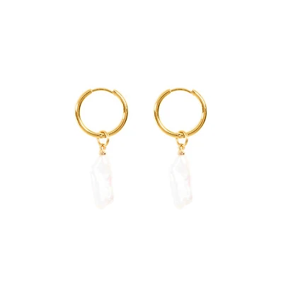 Long Baroque Pearl Hoops