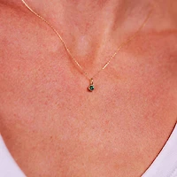 14k Solid Gold Emerald Pendant Necklace