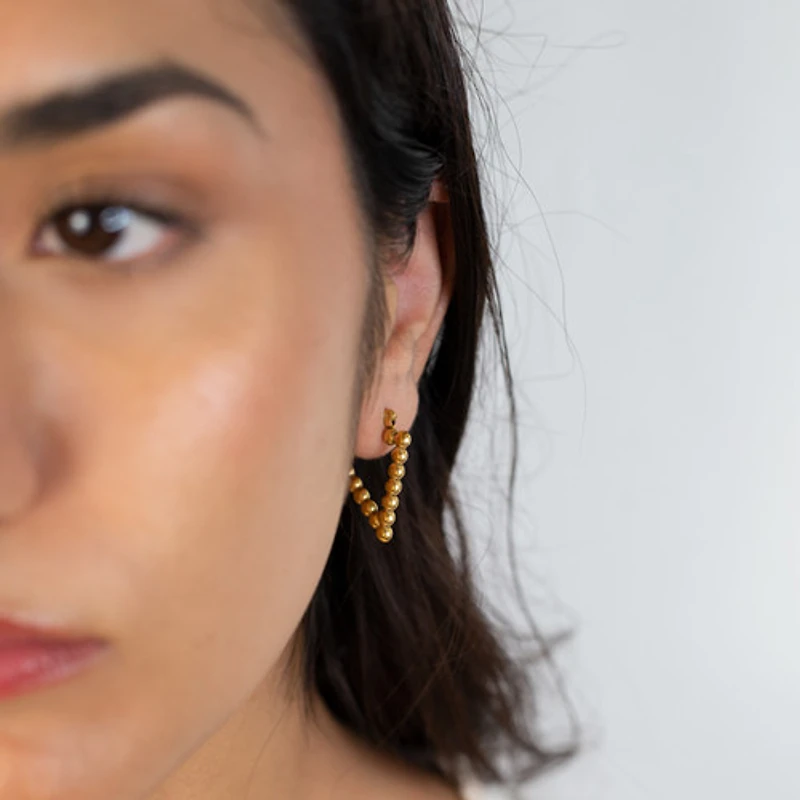 Beaded Sharp Triangle Hoops