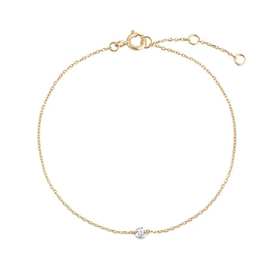14k Solid Gold Single Diamond Bracelet
