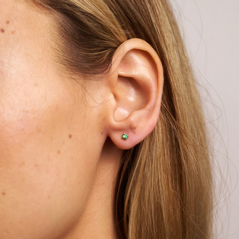 Square Emerald Studs
