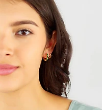 Long Green Crystal Mini Hoops