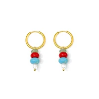 Red Mixed Stone Hoops