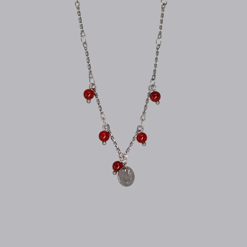 Steel Red Agate Coin Bracelet