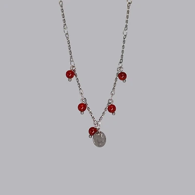 Steel Red Agate Coin Bracelet