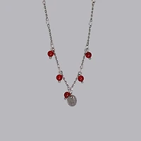 Steel Red Agate Coin Bracelet