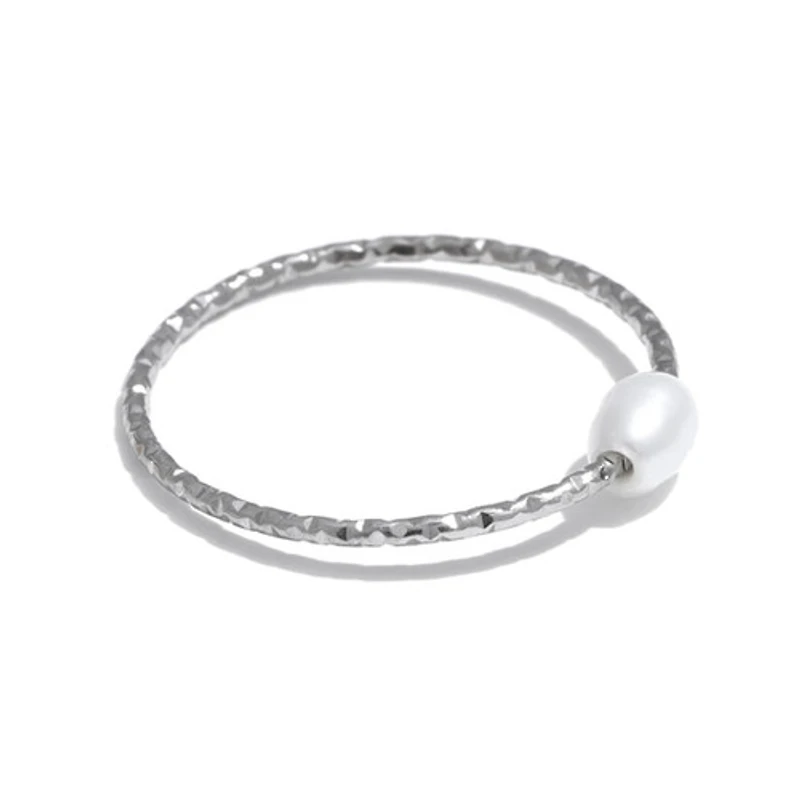 Steel Single Pearl Ring