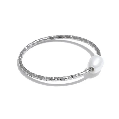 Steel Single Pearl Ring