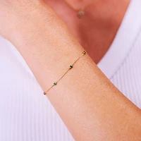 14k Solid Gold Emerald Chain Bracelet