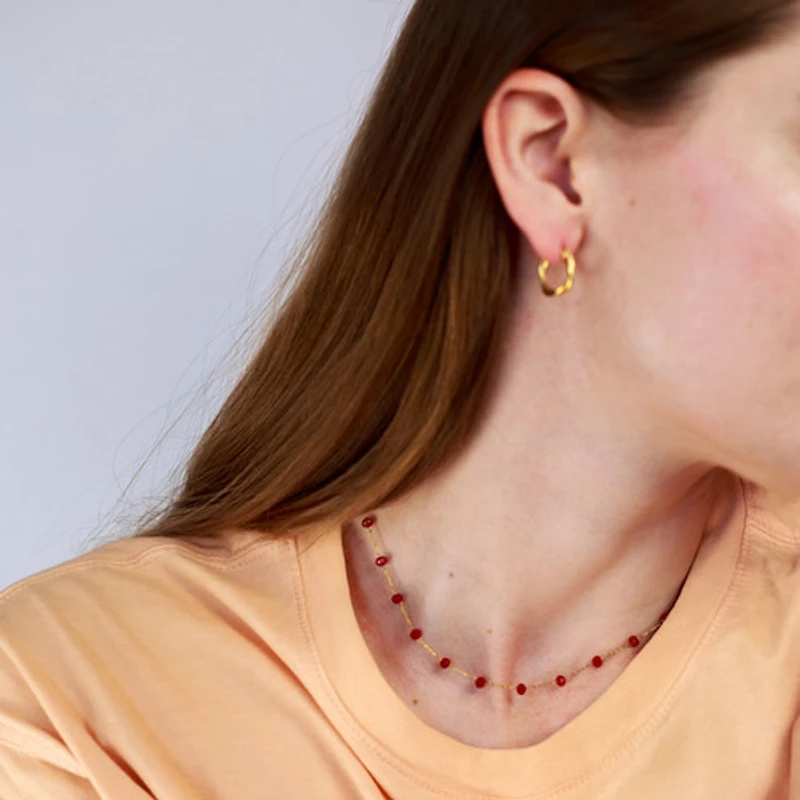 Gold Red Agate Chain Necklace