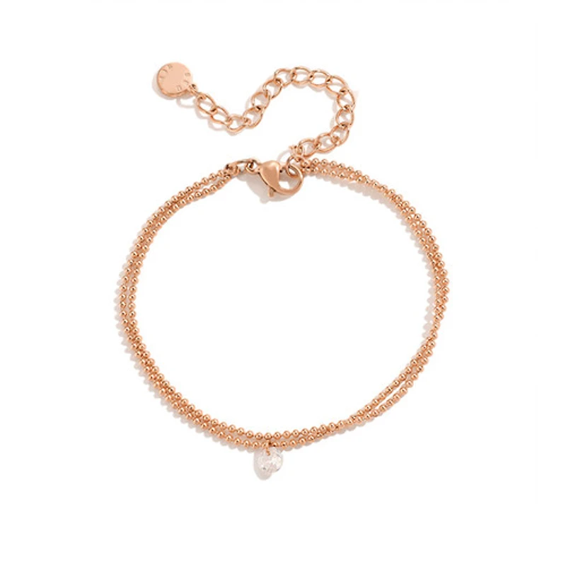 Rose Gold Layered Gem Beaded Bracelet