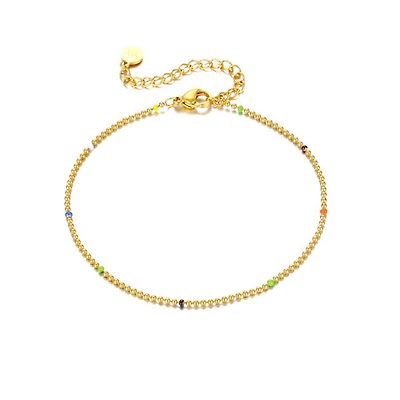 Gold Colorful Beaded Thin Anklet