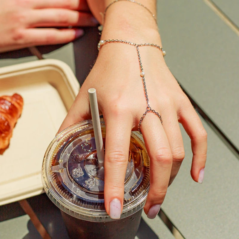 Steel Pearl Connected Ring Bracelet