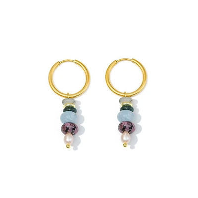 Blue Mixed Stone Hoops