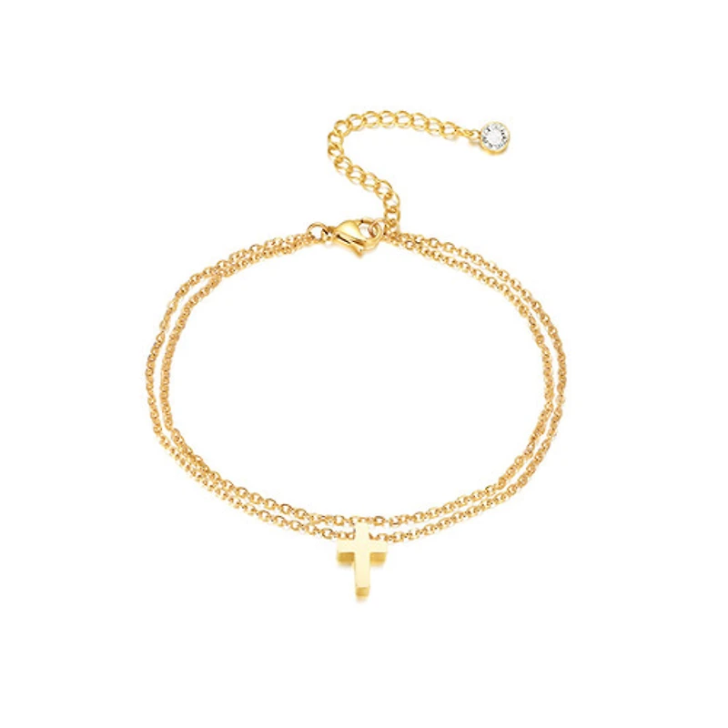 Cross Dual Layer Anklet
