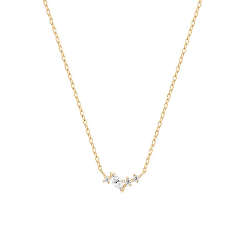 14k Solid Gold Clutter Gem Necklace