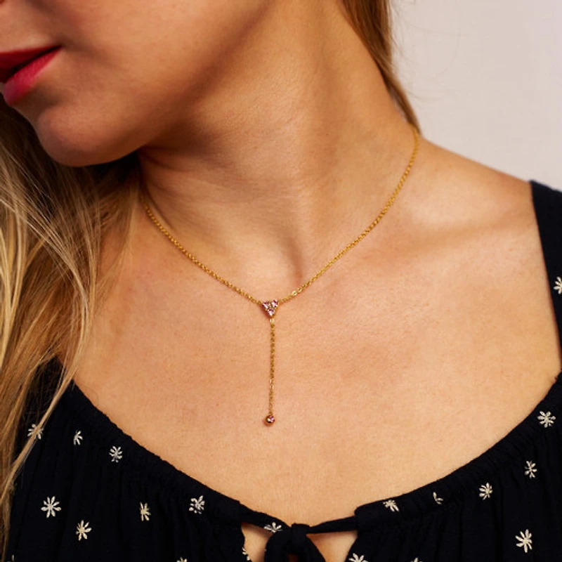 Pink Triangle Gem Necklace