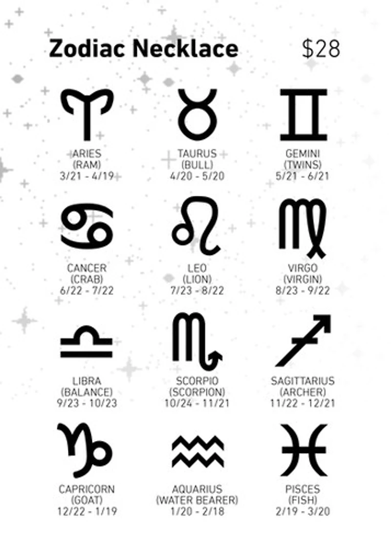 Steel Zodiac Symbol Necklace