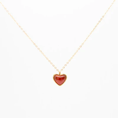 Carnelian Stone Heart Necklace