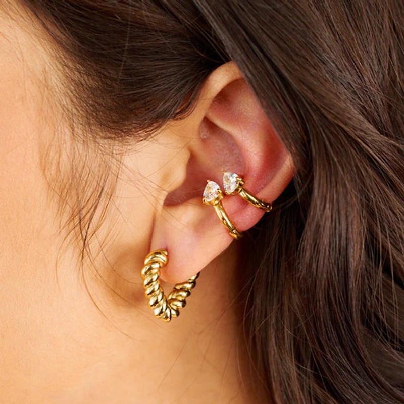 Gold Twisted Triangle Hoops