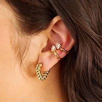 Gold Twisted Triangle Hoops