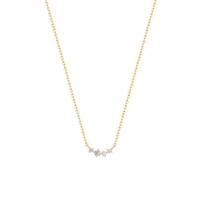 14k Quad Diamond Curved Bar Necklace