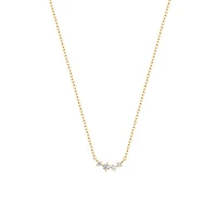14k Quad Diamond Curved Bar Necklace