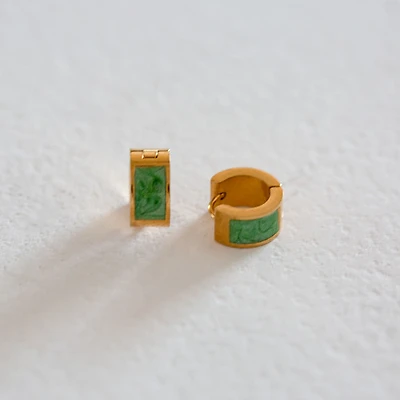 Green Enamel Hoops
