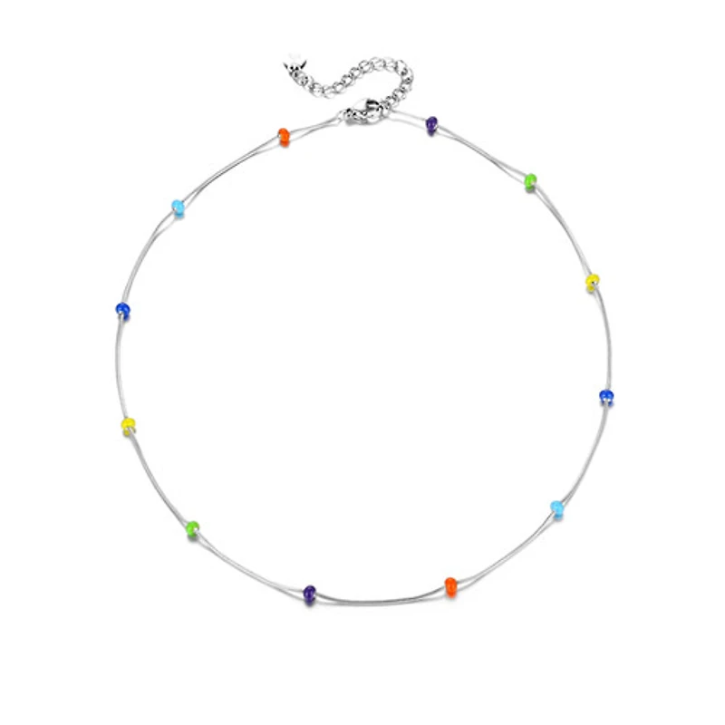 Steel Pop Dots Thin Necklace