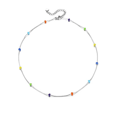 Steel Pop Dots Thin Necklace