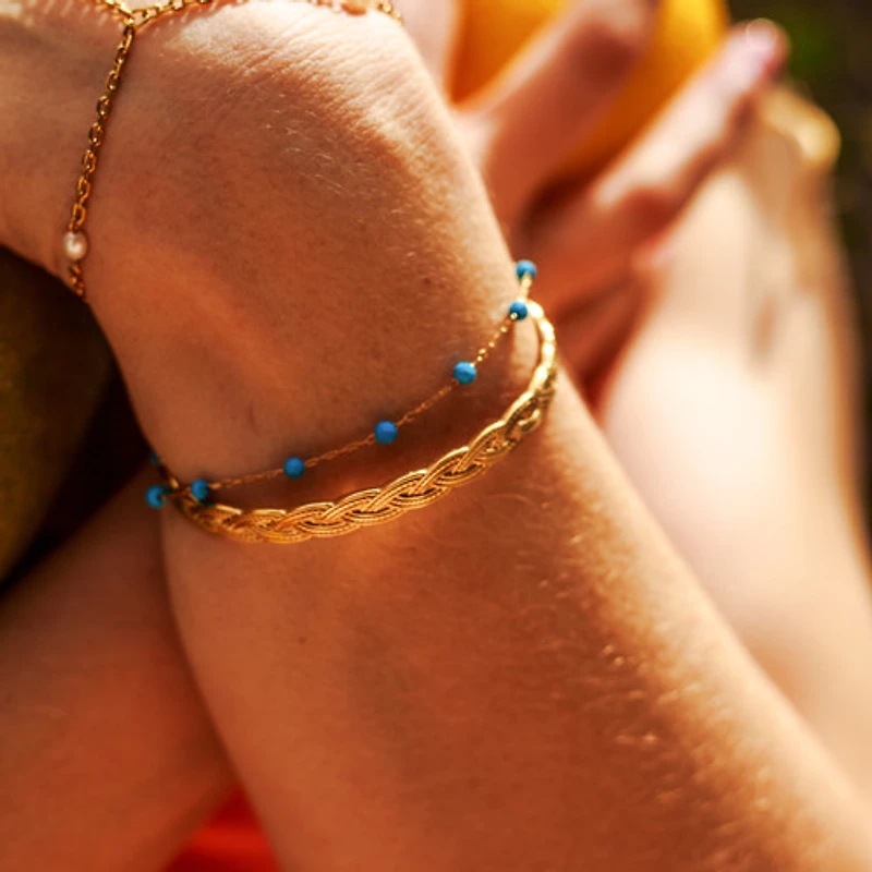 Gold Chalchite Chain Bracelet
