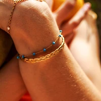 Gold Chalchite Chain Bracelet