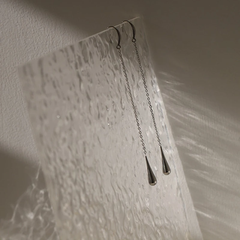 Steel Long Waterdrop Studs