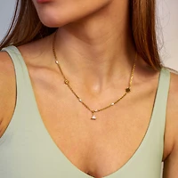 Triangle Gem Pearl Necklace