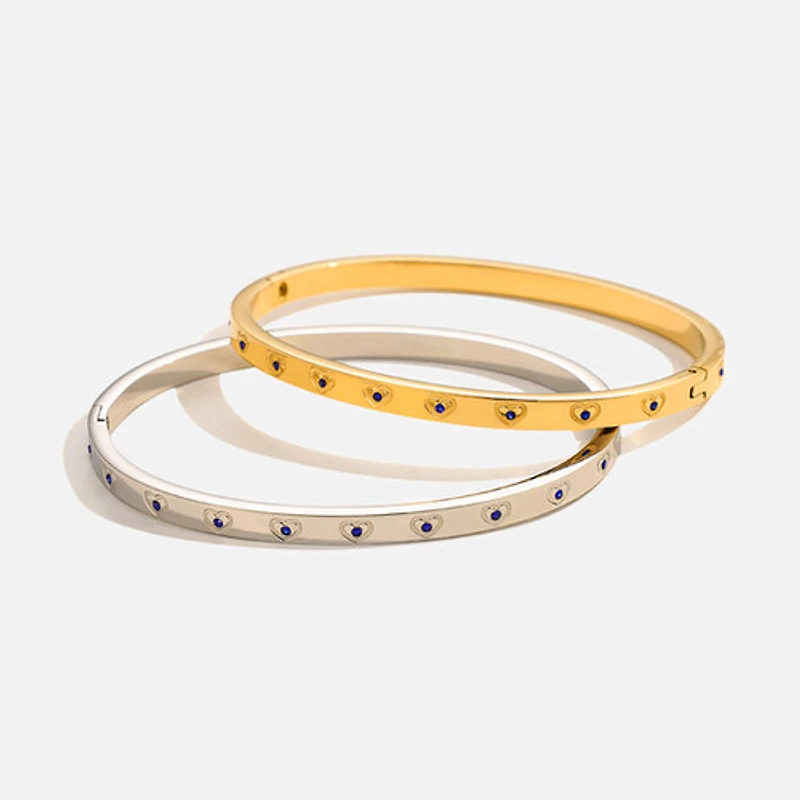 Blue Gem Heart Bangle