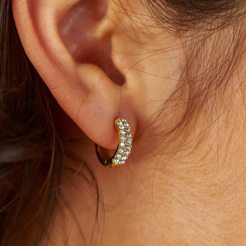 Bold Pave Mini Hoops with White Gems