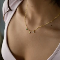 Gold Tri Pendant Tamped Paperclip Necklace