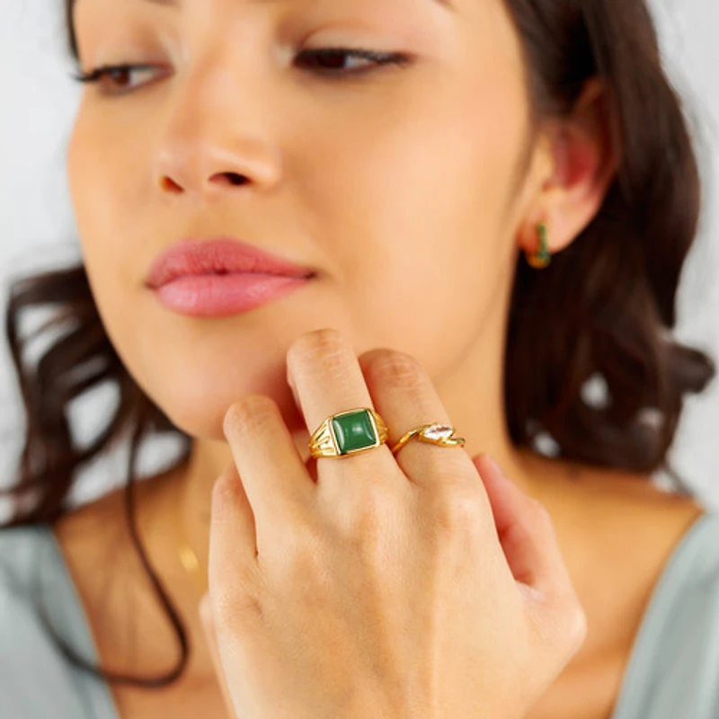 Waved Gemstone Ring