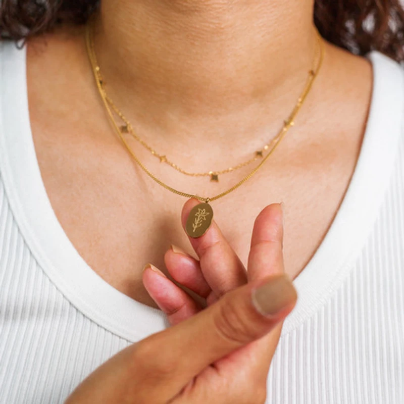 Gold Birth Flower Necklace