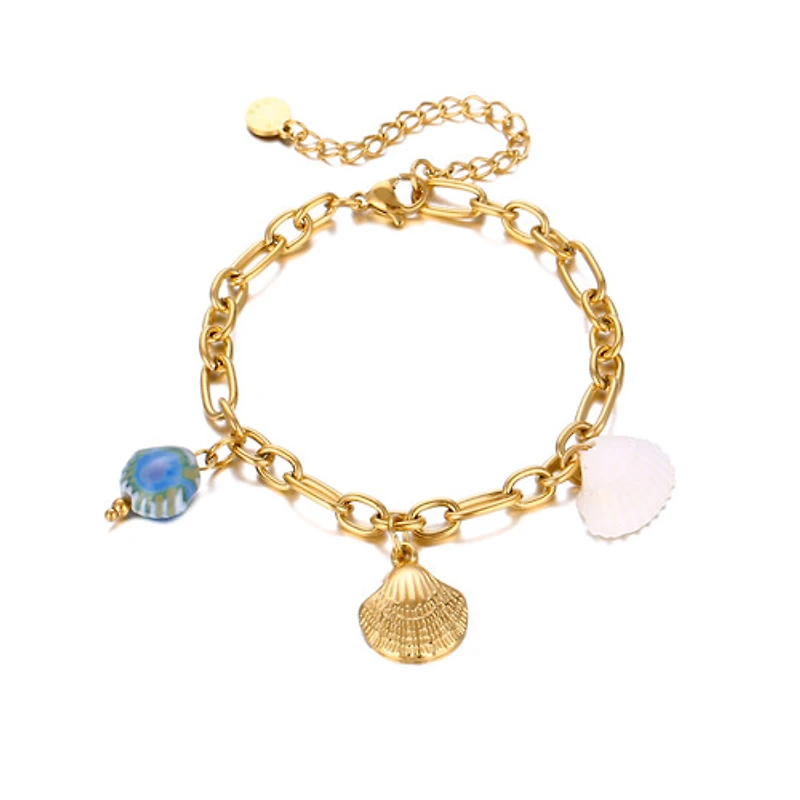 Gold Natural & Ceramic Shell Bracelet
