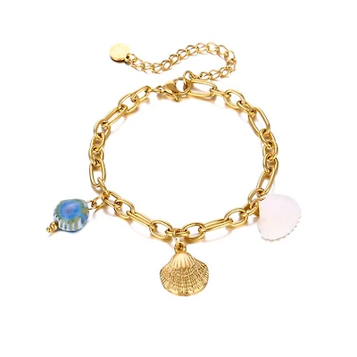 Gold Natural & Ceramic Shell Bracelet