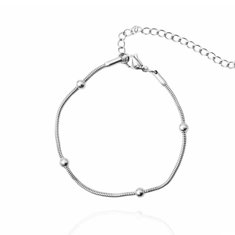 Steel Beaded Skinny Chain Bracelet