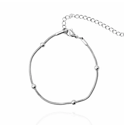 Steel Beaded Skinny Chain Bracelet