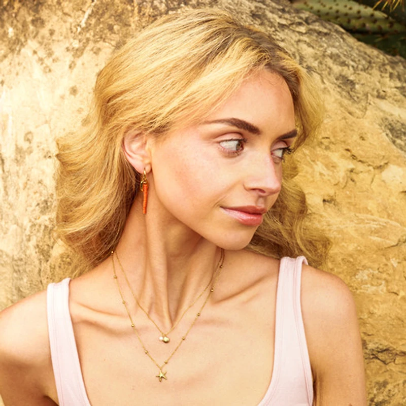 Coral Shell Hoops