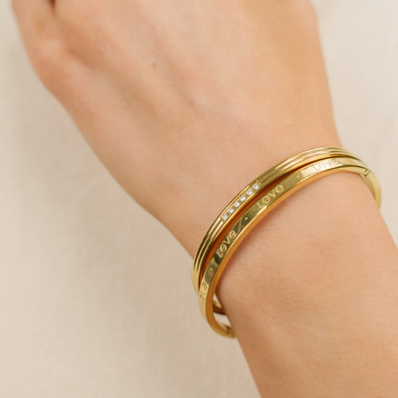 Lined Gems Bangle Bracelet