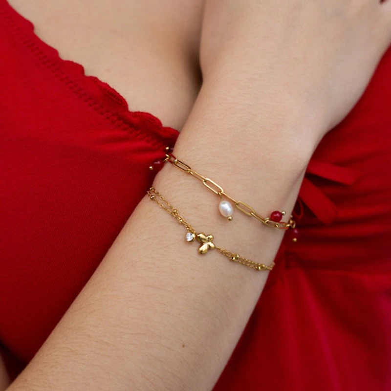 Gold Butterfly Gem Bracelet