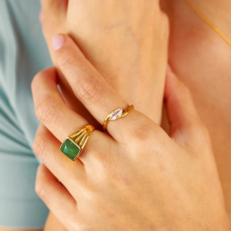 Waved Gemstone Ring