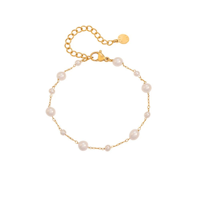 Gold Dual Size Pearl Bracelet