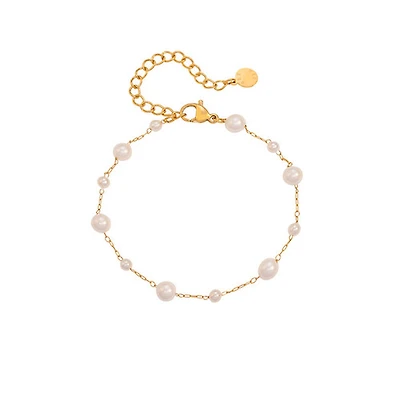 Gold Dual Size Pearl Bracelet