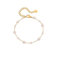 Gold Dual Size Pearl Bracelet